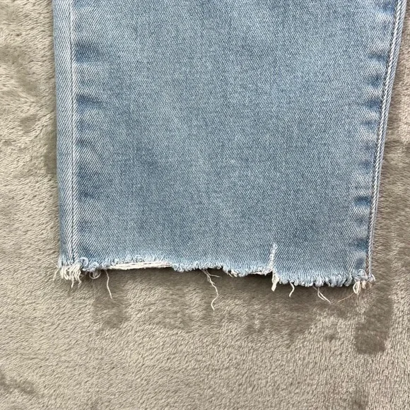 Paige Jeans Womens 31 Blue Hoxton Slim Crop Light Wash High Rise Frayed Denim - Picture 3 of 16